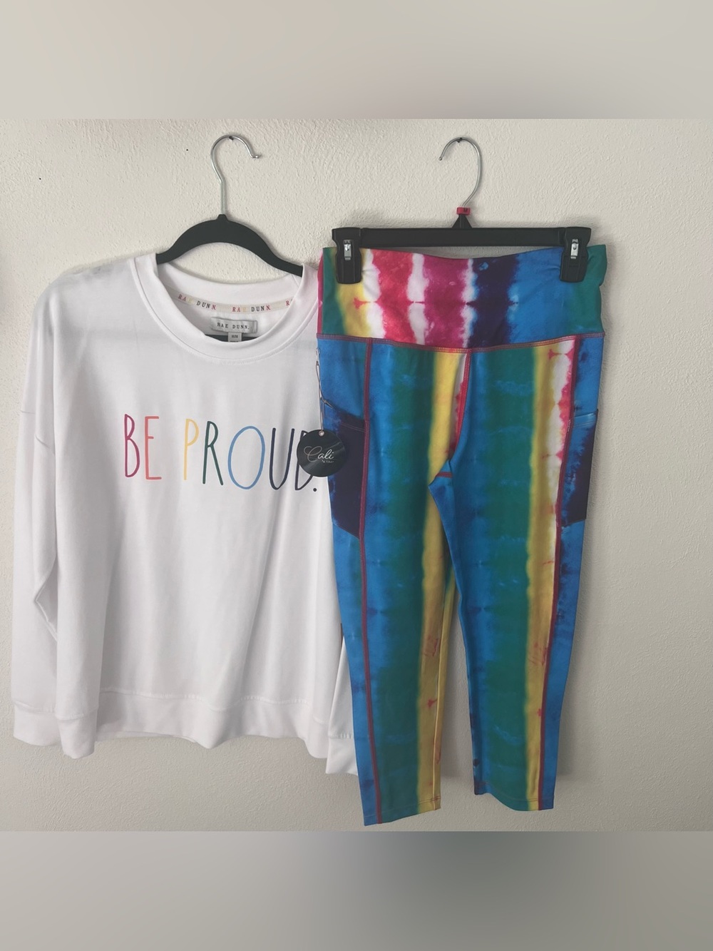 Rae Dunn Pride Crewneck, Rainbow Tie-Dye Cali Active Leggings - Women’s